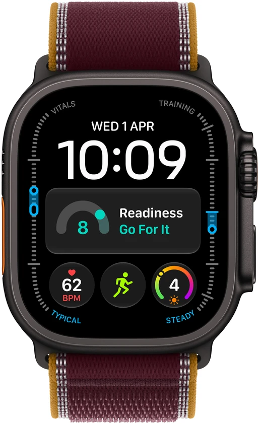 Apple Watch Ultra 4 GPS + Cellular 49mm Black Titanium Case with Burgundy Trail Loop - S/M - MJC34ET/A