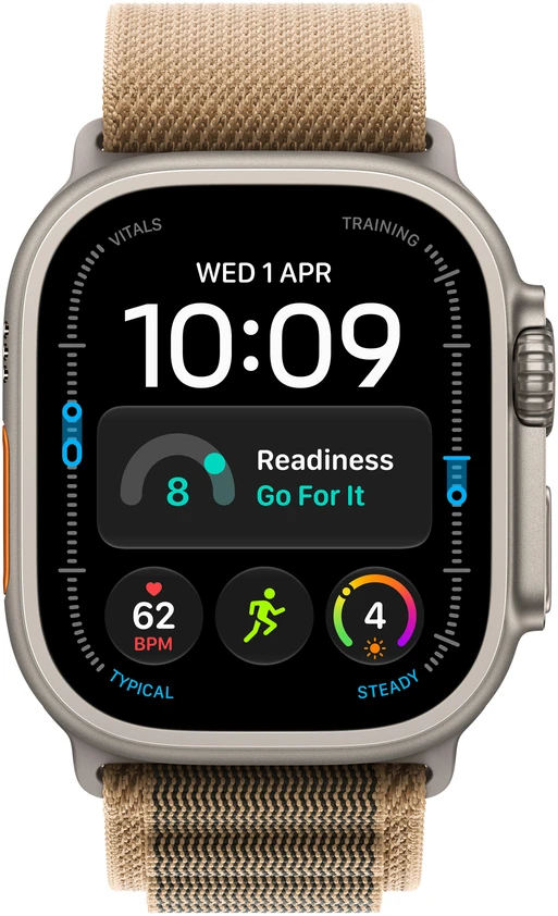 Apple Watch Ultra 4 GPS + Cellular 49mm Natural Titanium Case with Desert Alpine Loop - S - MJAE4ET/A