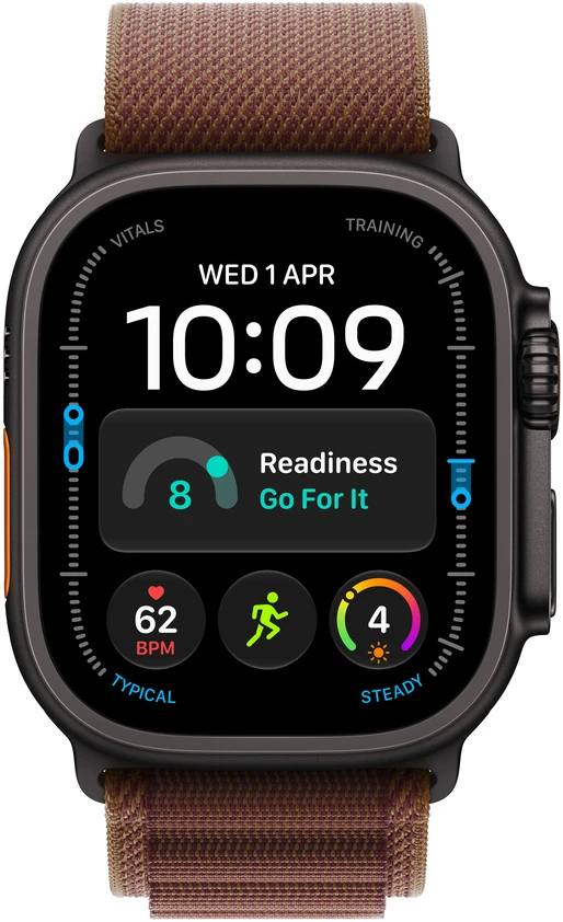 Apple Watch Ultra 4 GPS + Cellular 49mm Black Titanium Case with Burgundy Alpine Loop - S - MJC04ET/A