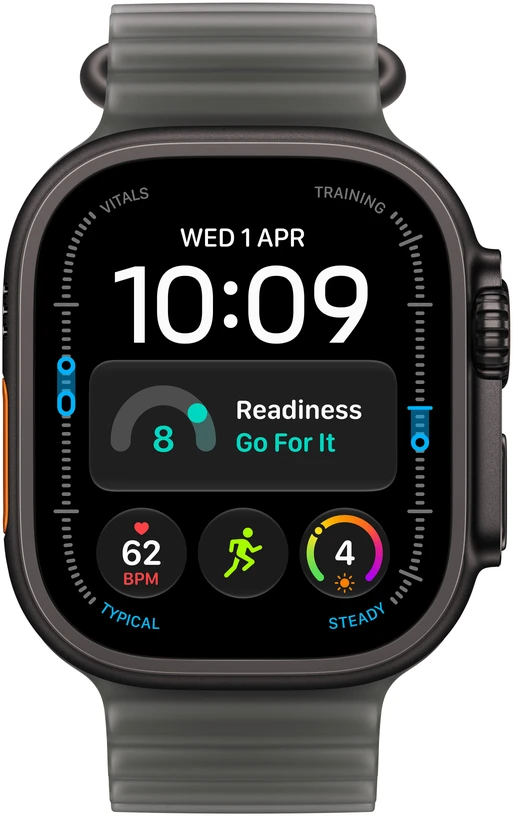 Apple Watch Ultra 4 GPS + Cellular 49mm Black Titanium Case with Translucent Black Ocean Band - MJAY4ET/A