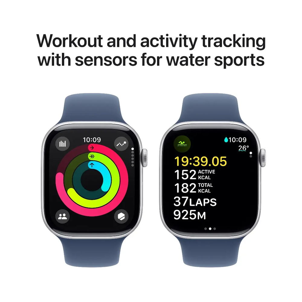 Išmanusis laikrodis Apple Watch Series 10 GPS 46mm Sidabrinis Aliuminio Case with Denim Sport Band - M/L