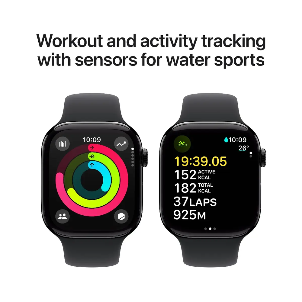 Išmanusis laikrodis Apple Watch Series 10 GPS 46mm Jet Juodas Aliuminio Case with Juodas Sport Band - S/M