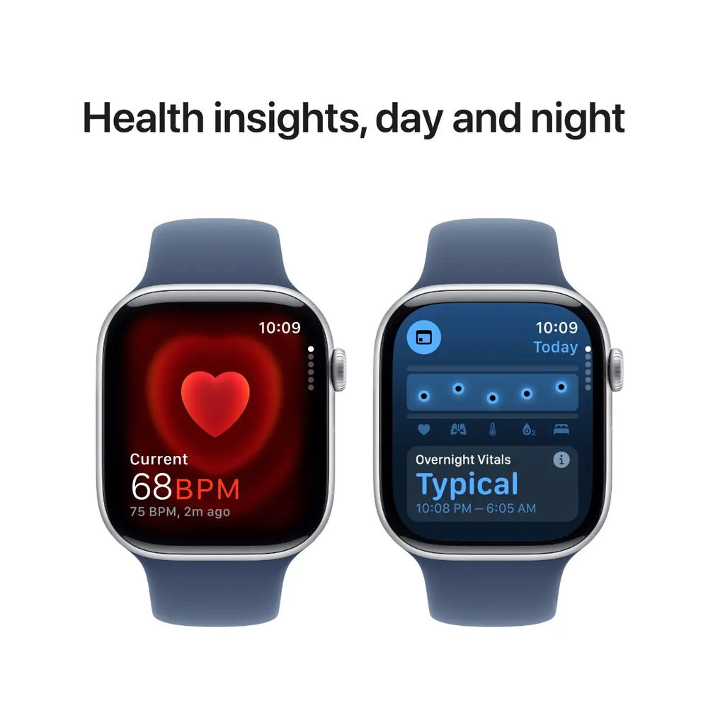 Išmanusis laikrodis Apple Watch Series 10 GPS + Cellular 42mm Sidabrinis aliuminio dėklas su Denim Sport Band - S/M