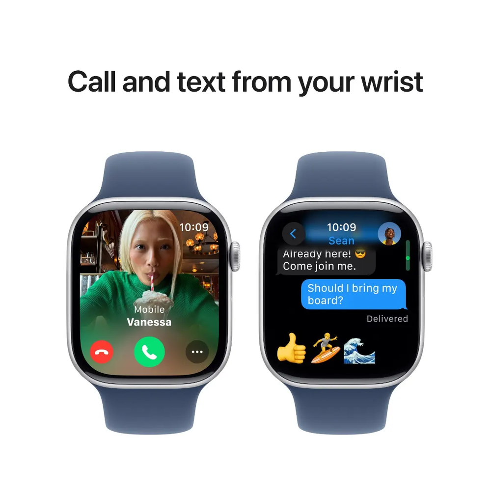 Išmanusis laikrodis Apple Watch Series 10 GPS + Cellular 42mm Sidabrinis aliuminio dėklas su Denim Sport Band - S/M