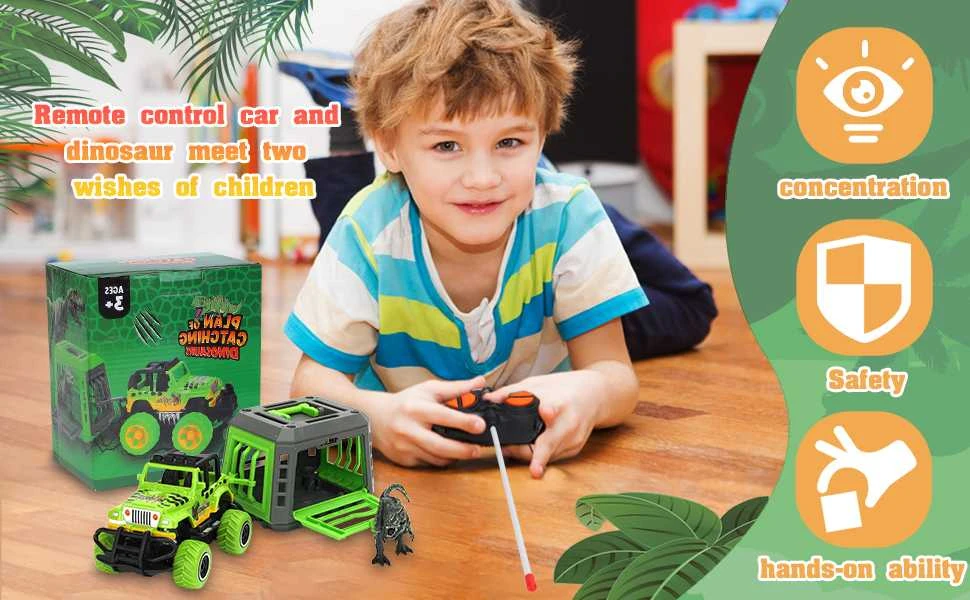 Cooler Stuff Džipas su dinozauru priekaboje valdomas pultu1:25