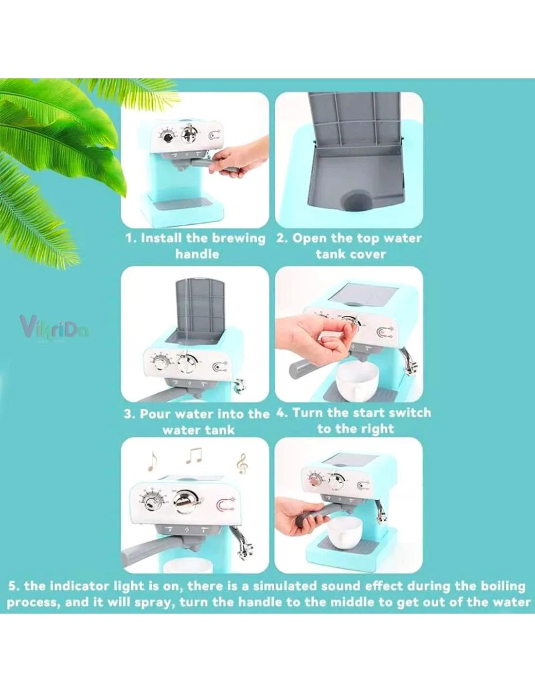 Cooler Stuff Kavos aparatas vaikiškas bėgantis vanduo skleidžia garus