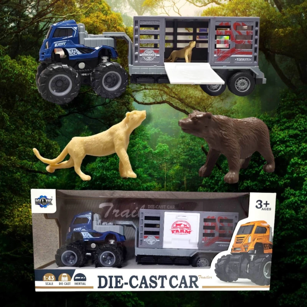 Cooler Stuff Mašina vilkikas inercinis su gyvūnais, 1:43