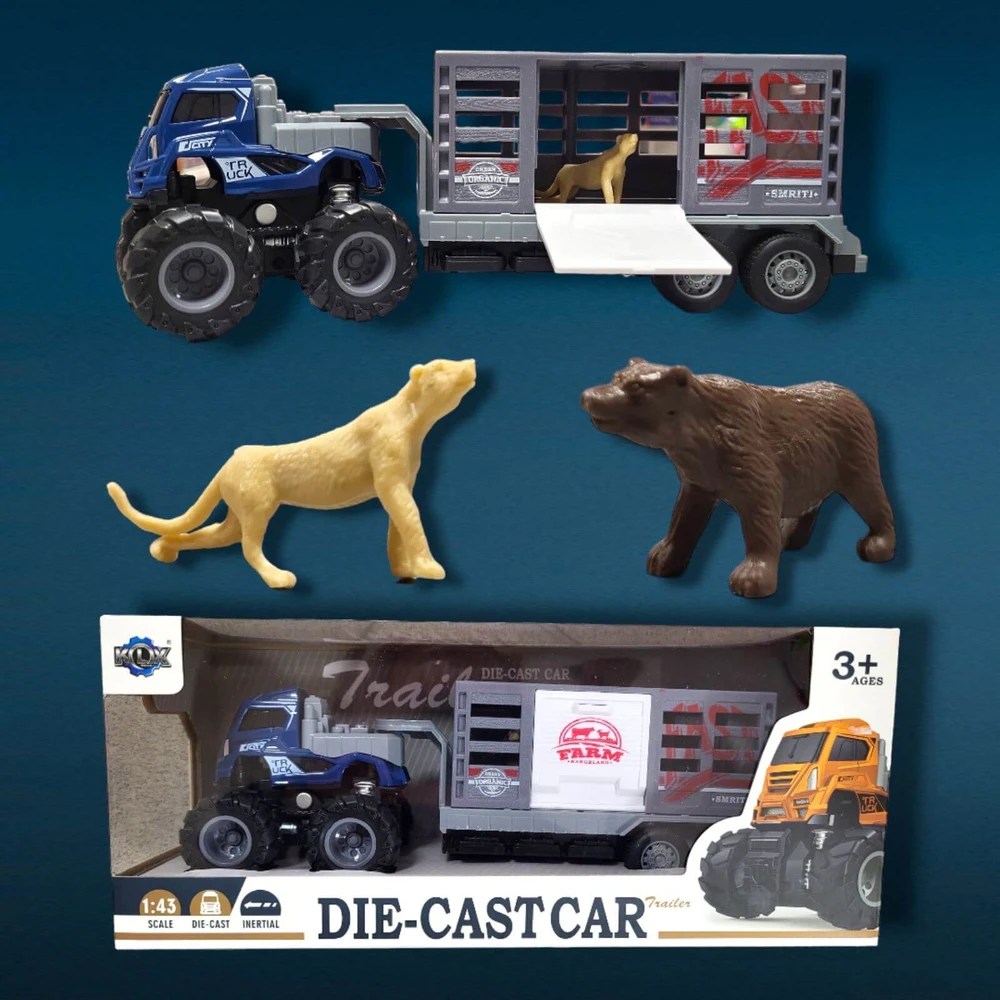 Cooler Stuff Mašina vilkikas inercinis su gyvūnais, 1:43