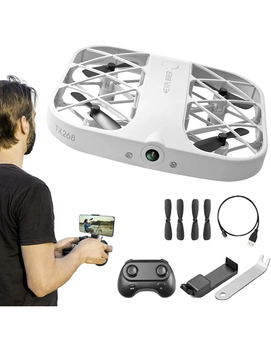 Cooler Stuff Mini dronas, LED apšvietimas, 360° apsisukimas