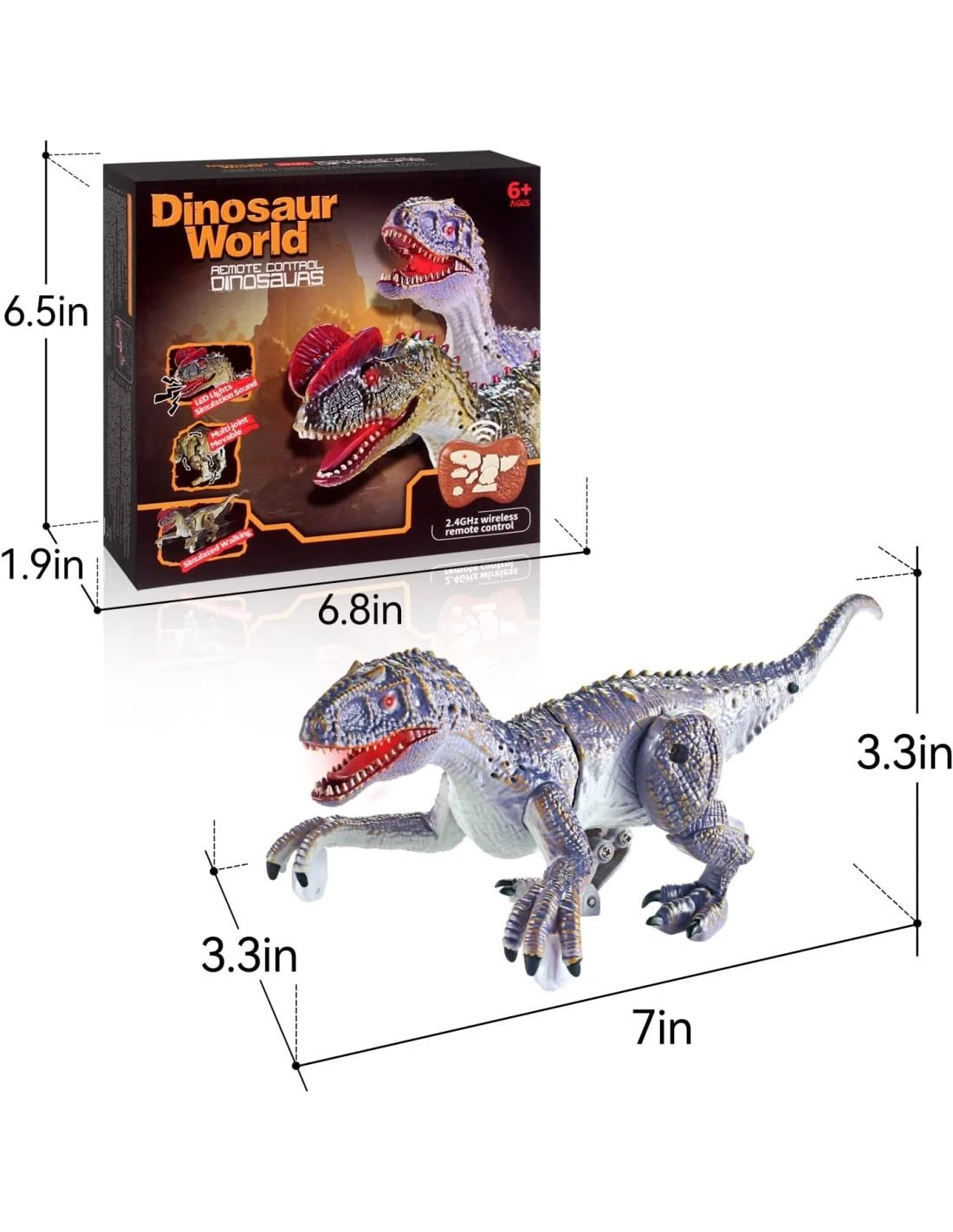 Cooler Stuff Mini dinozauras su valdymo pultu , su garso ir šviesos efektais