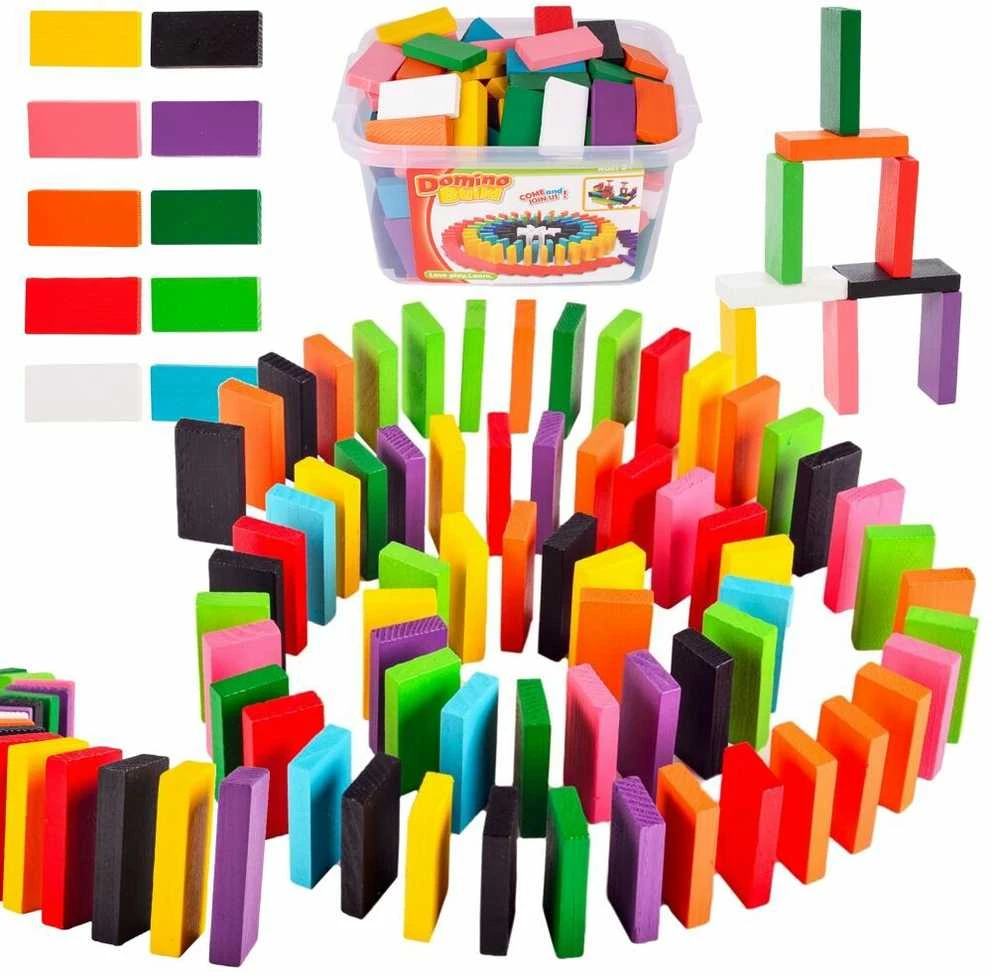 Malplay Domino žaidimas, medinės kaladėlės, 200 vnt.