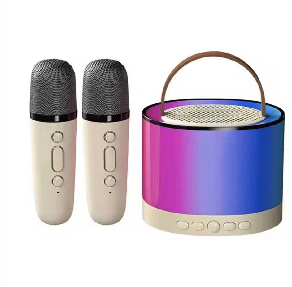 K52 Karaoke kolonėlė su dviem mikrofonais (RGB šviesos)