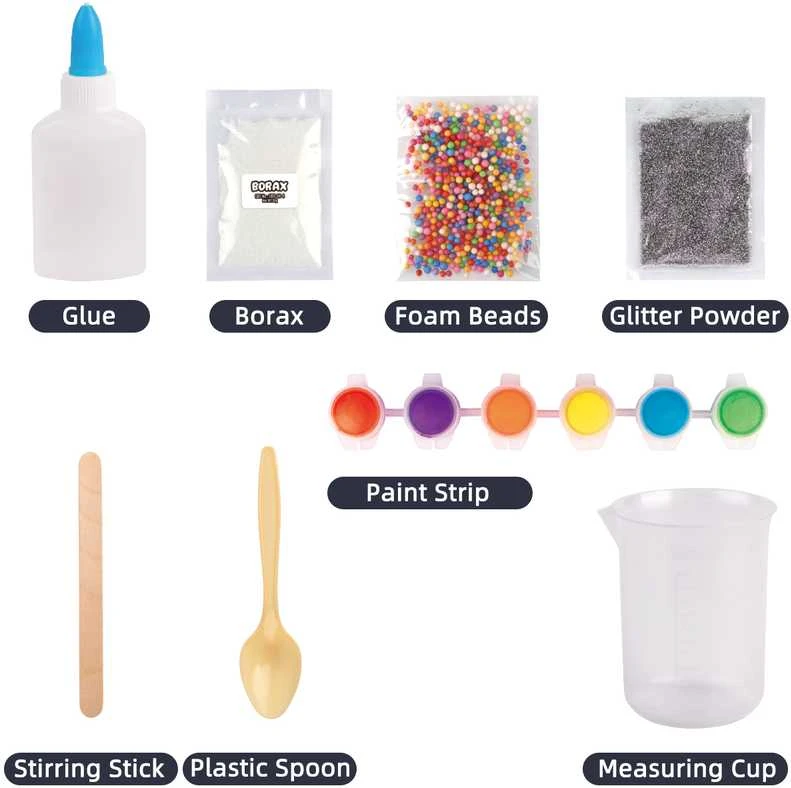 Km Slime slaimo gaminimo rinkinys su akvarele ir putplasčio rutuliukais spalvotas
