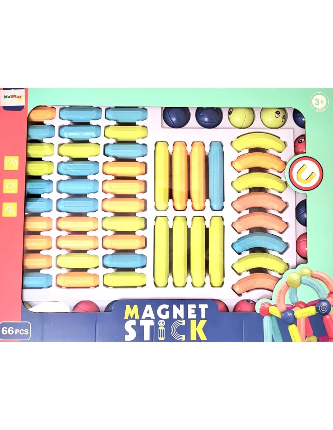 Malplay Magnetinis konstruktorius, 66 detalės