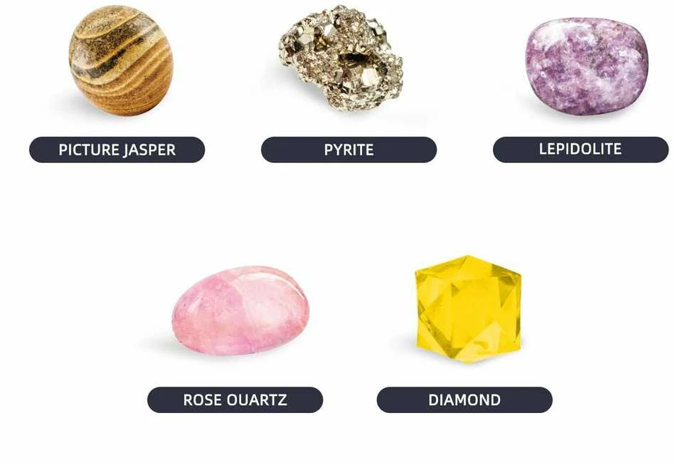Magy Archeologijos kasinėjimo rinkinys kristalai Jupiteris 5 vnt.