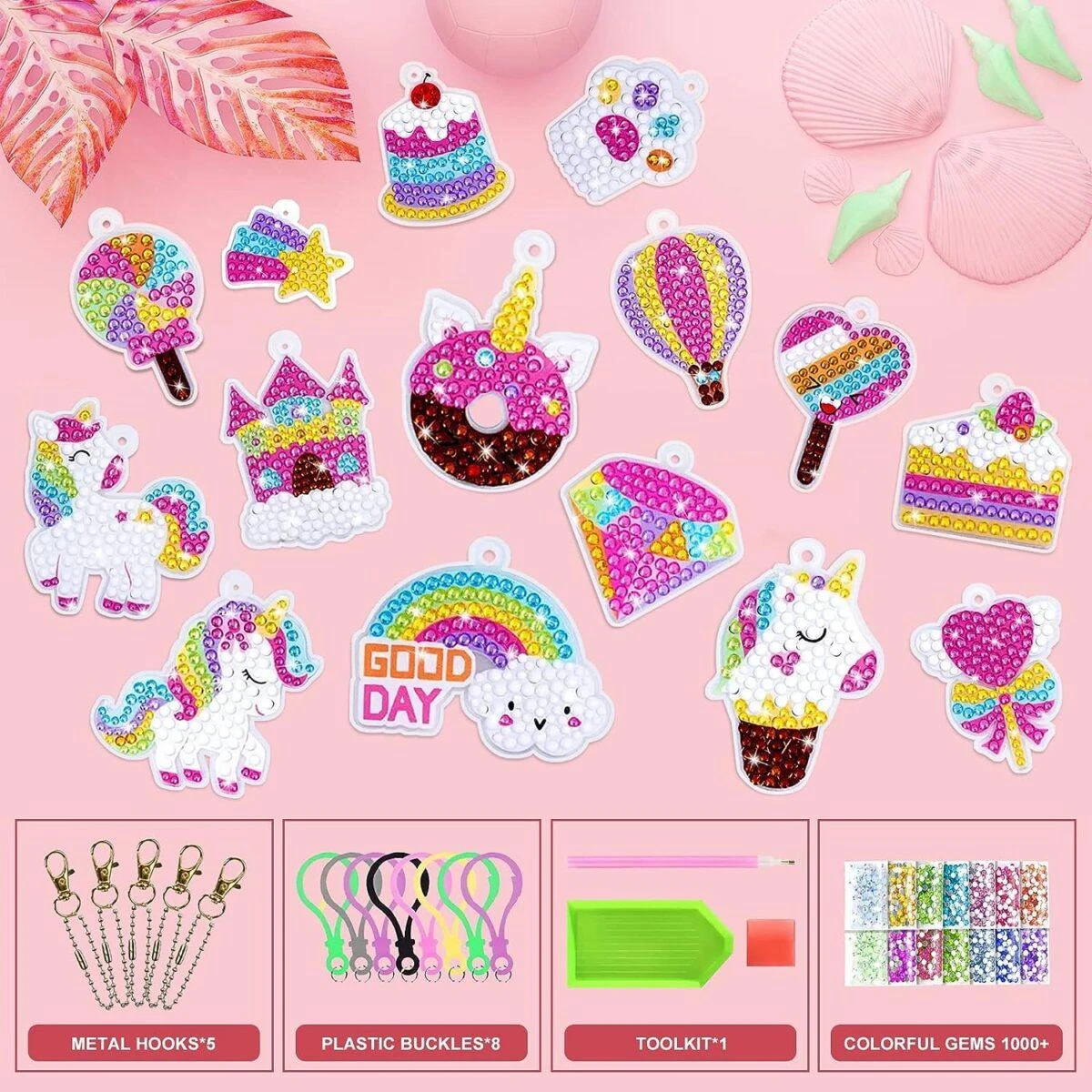 Magy Deimantinės mozaikos pakabukai 15 vnt. UNICORN
