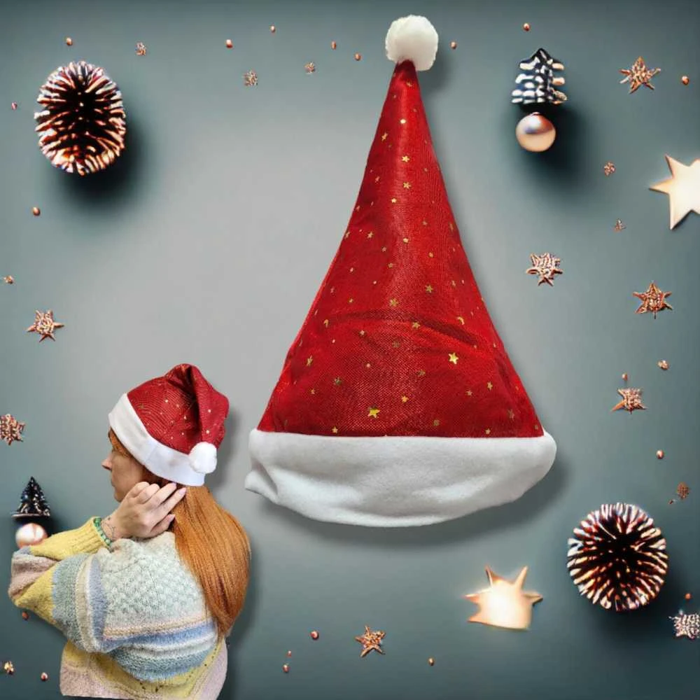 Magy Kalėdinė senelio Santa kepurė blizgučiais