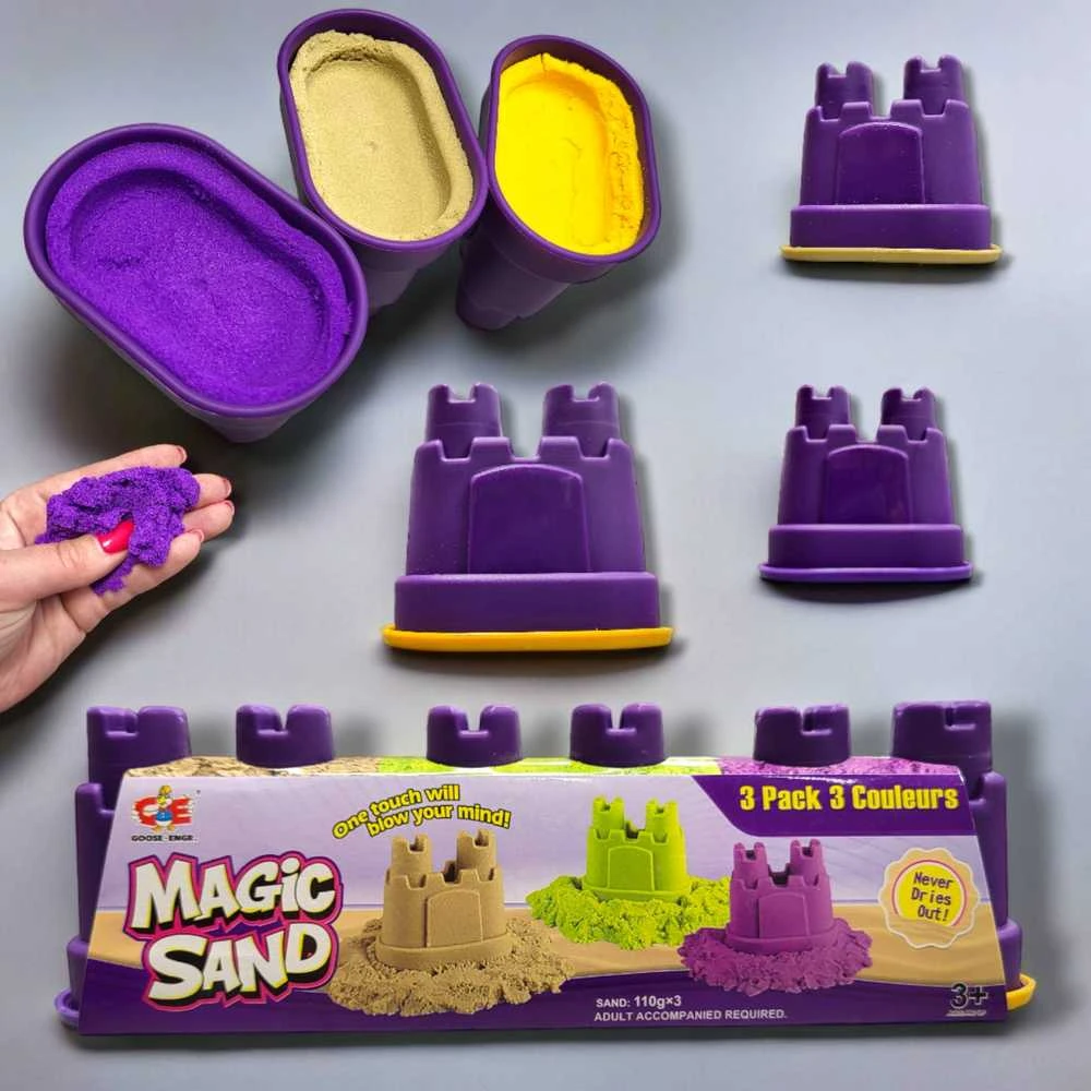 Magy Kinetinis smėlis spalvotas su formelėmis 3 spalvos, 330 gr.