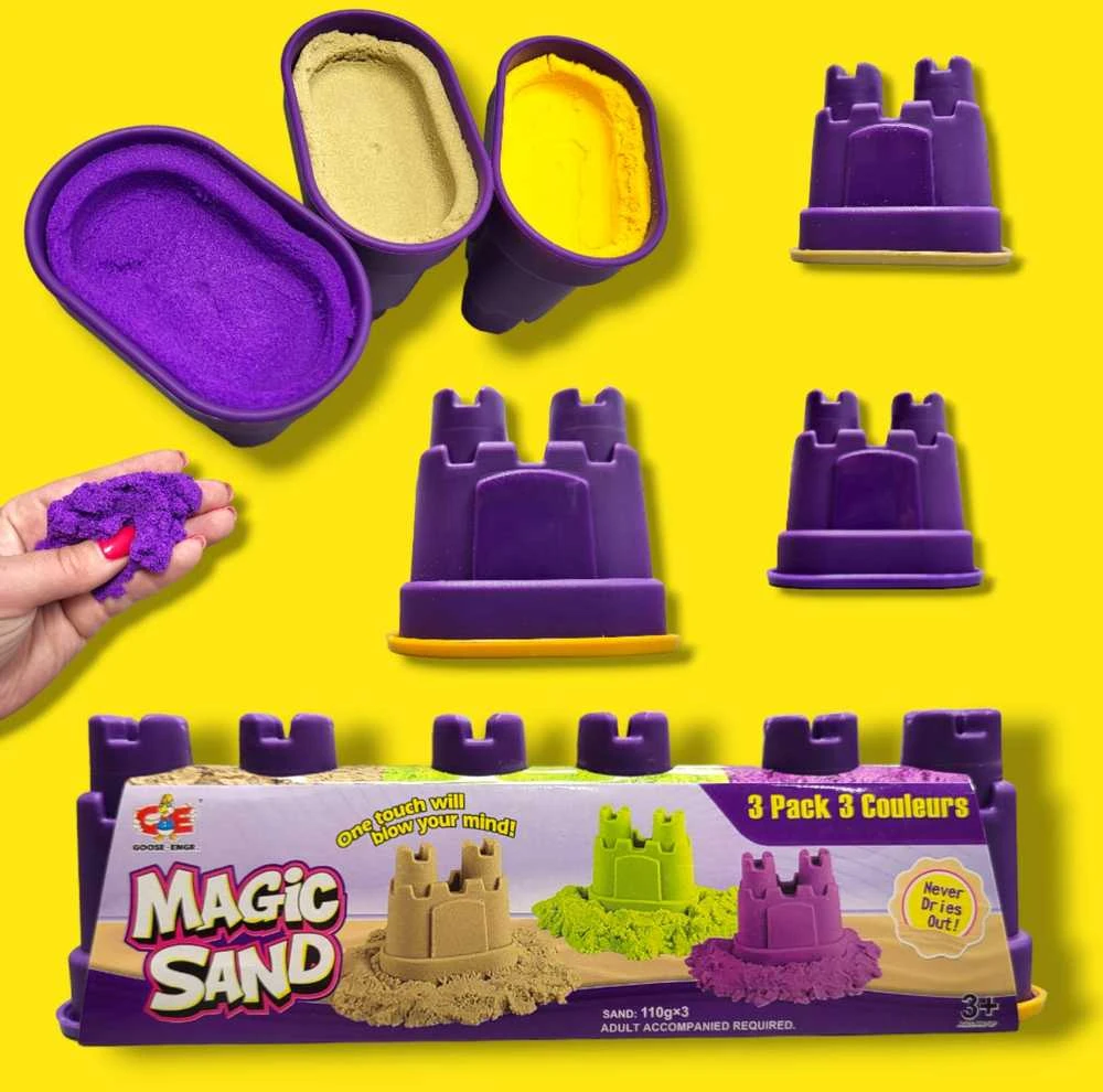Magy Kinetinis smėlis spalvotas su formelėmis 3 spalvos, 330 gr.