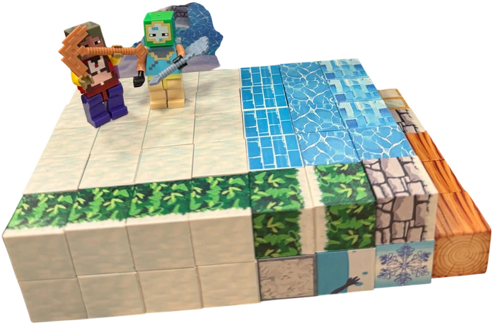 Magy Minecraft statybinių blokų rinkinys kambarys sniegas 77 vienetai
