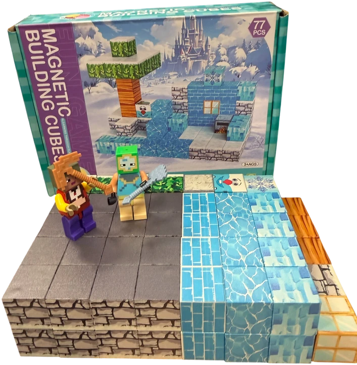 Magy Minecraft statybinių blokų rinkinys kambarys sniegas 77 vienetai