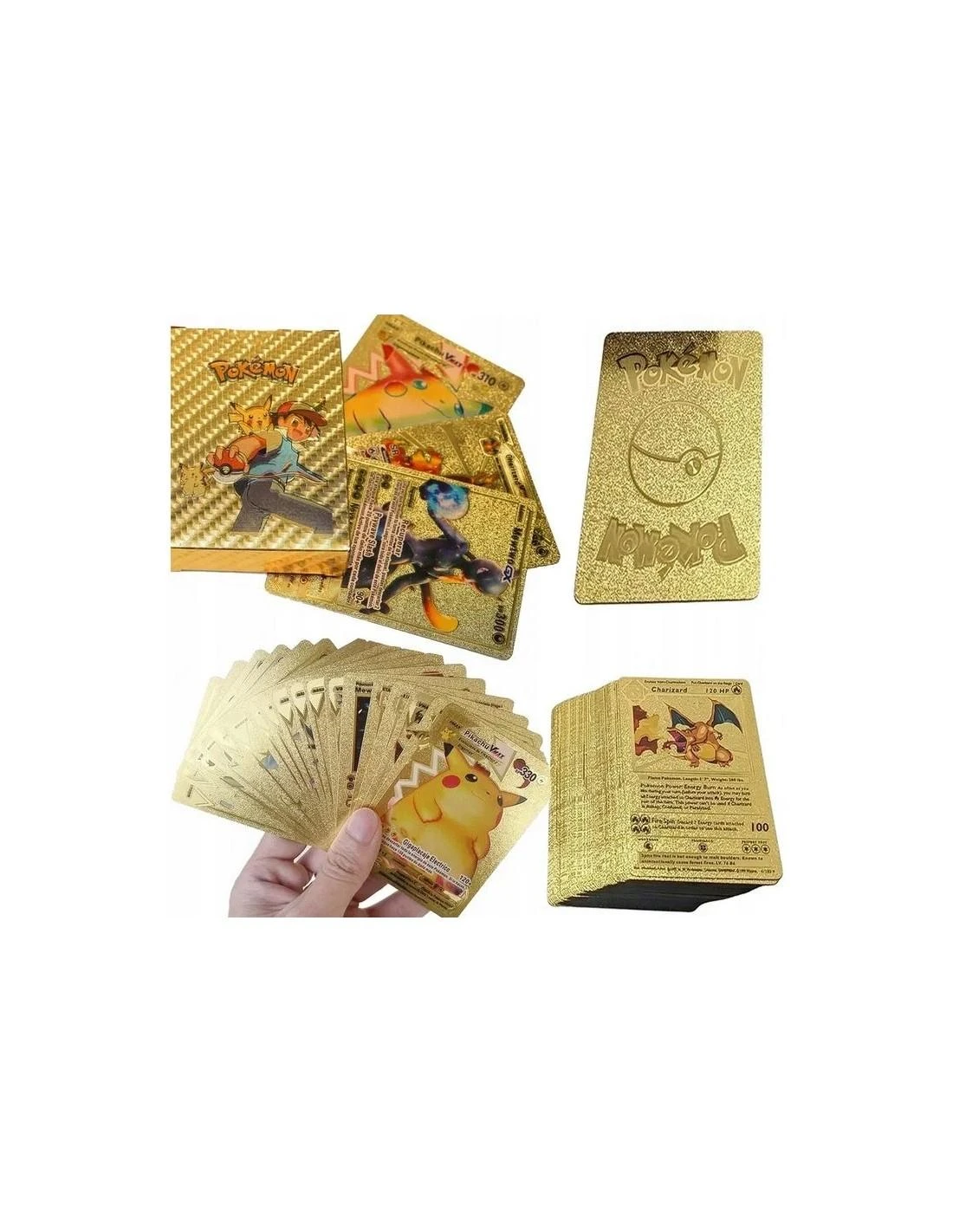 Magy Pokemon kortos 165 vnt. kolekcija Charizard Vmax, juodos, auksinės ir sidabrinė spalvos pakuotės po 55 vnt.
