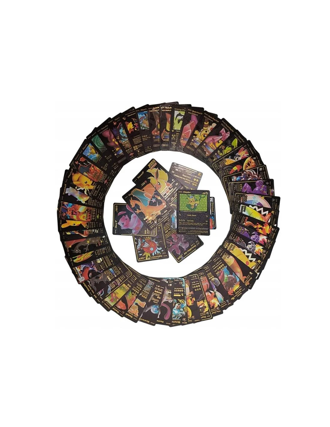 Magy Pokemon kortos 165 vnt. kolekcija Charizard Vmax juodos auksinės ir sidabrinė spalvos pakuotės po 55 vnt. albumas 240 kortoms