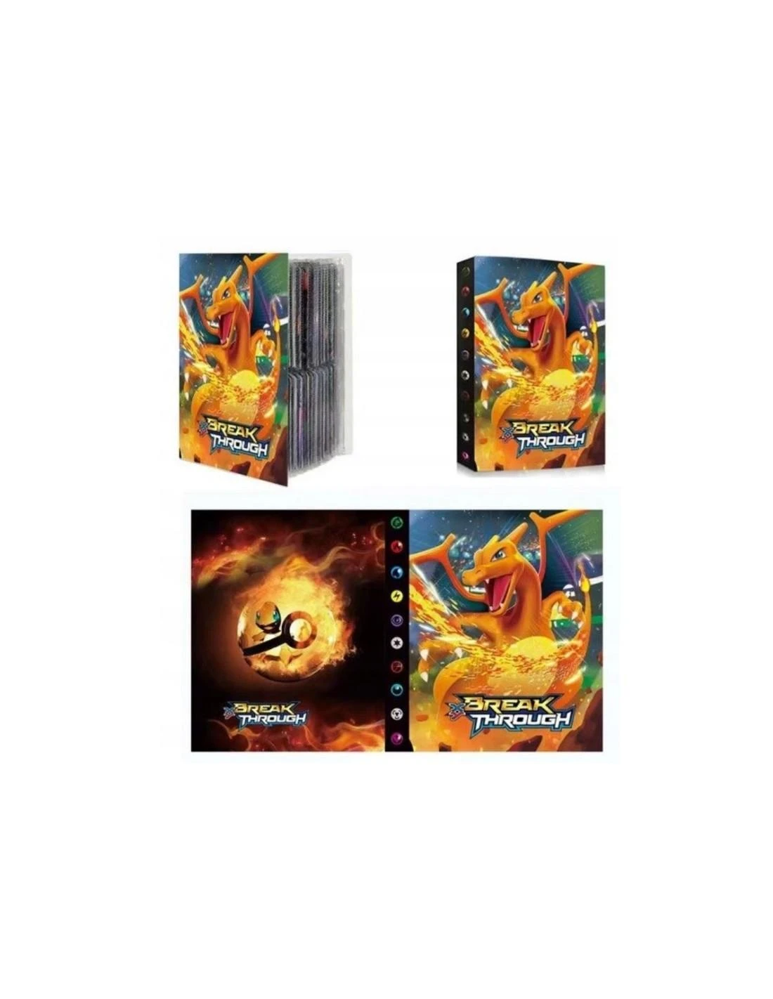 Magy Pokemon kortos 55 vnt. juoda kolekcija Charizard Vmax+ albumas 240 talpos