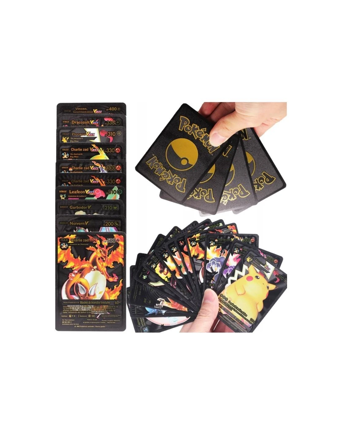 Magy Pokemon kortos 55 vnt. juoda kolekcija Charizard Vmax+ albumas 240 talpos