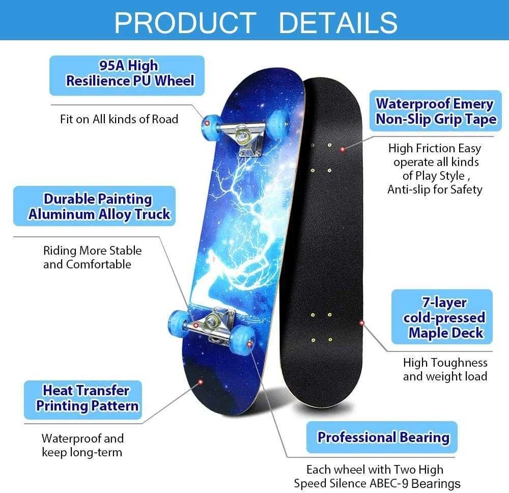 Magy Riedlentė skate board 80 cm., LED šviečiantys ratukai