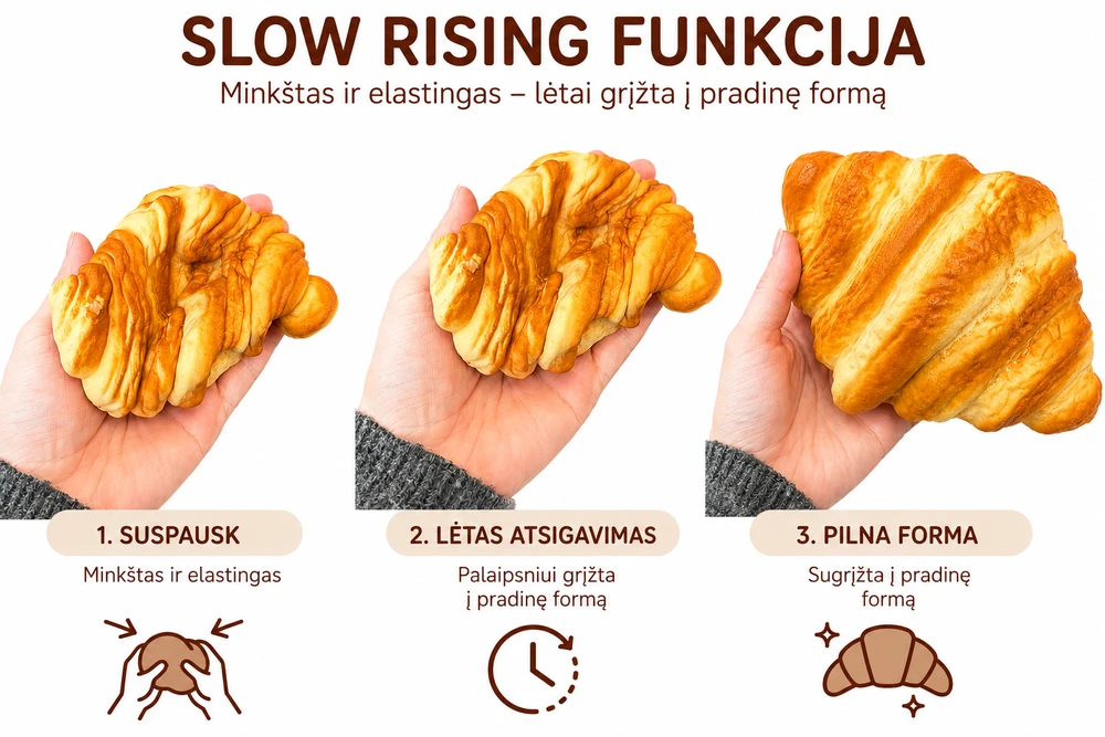 Magy Squishy kruasanas antistresinis minkomas žaislas slow rising