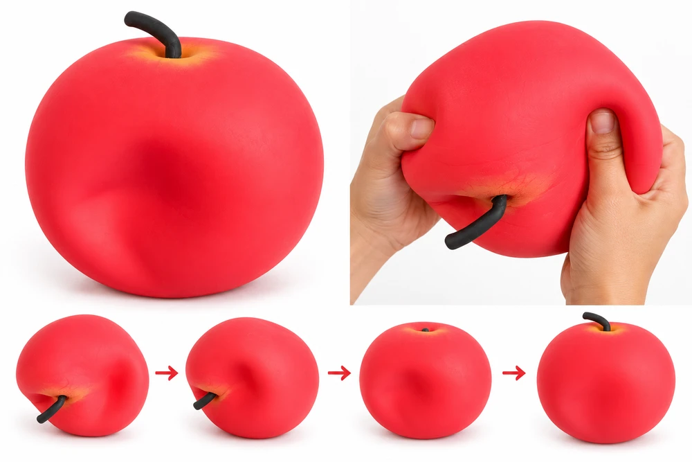 Magy Squishy obuolys XL dydis antistresinis minkomas žaislas