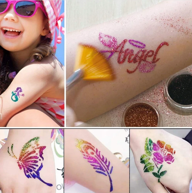 Magy Laikinų tatuiruočių rinkinys su blizgučiais