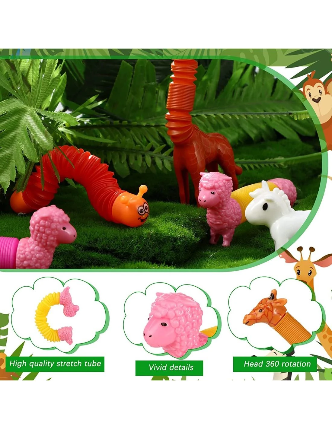 Magy Žaislų rinkinys 3-7 m. vaikams, 10 vnt. Hulk pop it, fidget juostelės, gyvatėlė, dinozauras, modelinas