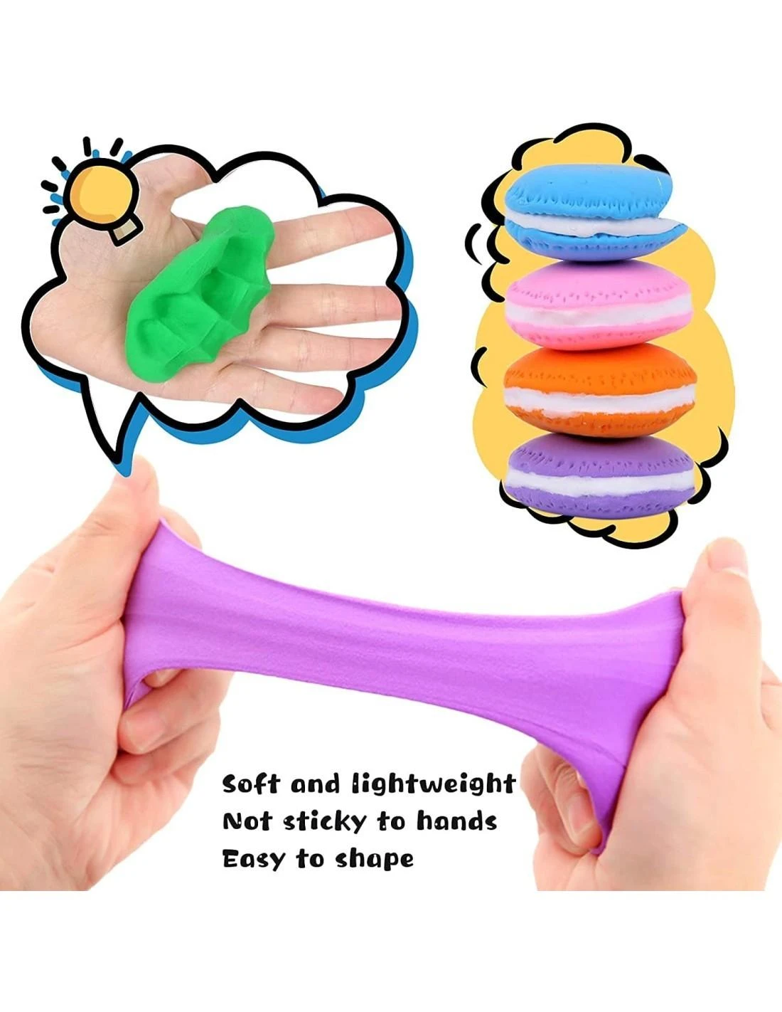 Magy Žaislų rinkinys 3-7 m. vaikams, 10 vnt. Hulk pop it, fidget juostelės, gyvatėlė, dinozauras, modelinas