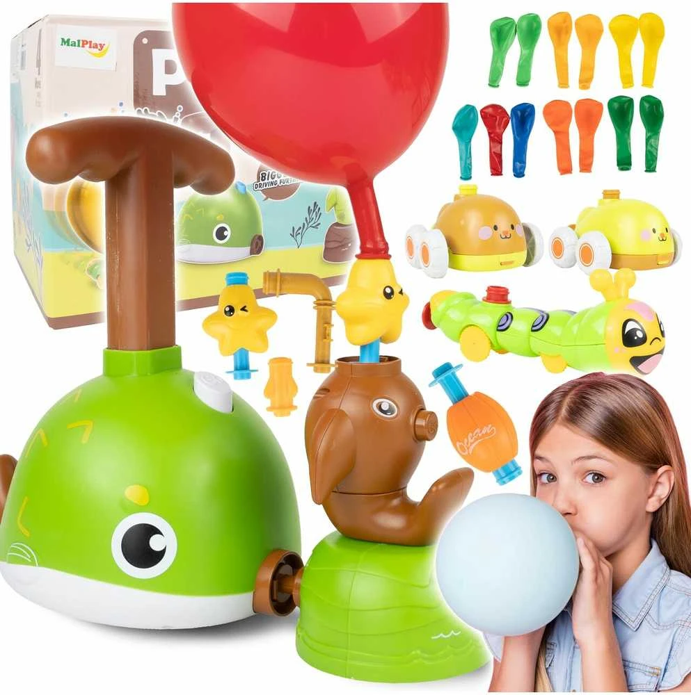 Malplay Balionų paleidimo priemonė + du automobiliai, 13 balionų