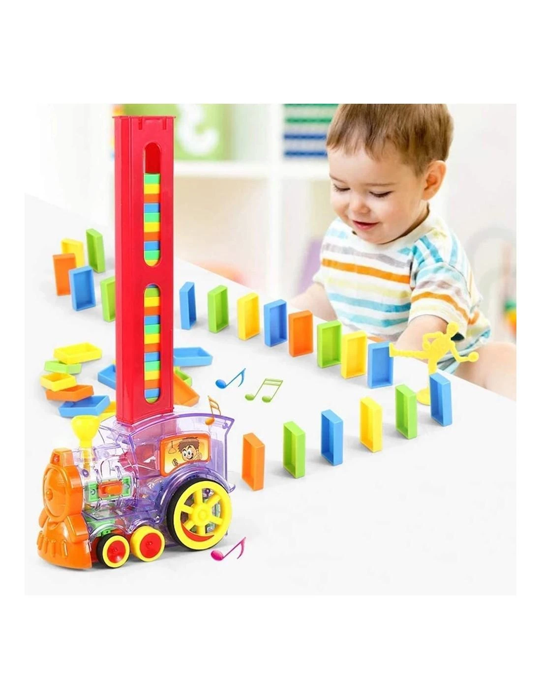 Malplay Žaislinis domino traukinys su 80 kaladėlių