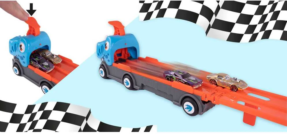 Malplay Žaislinė automobilių trasa su paleidimo įranga ir 6 automobiliais