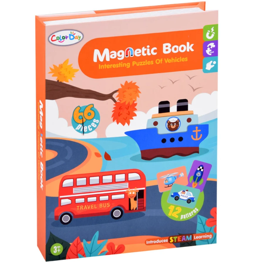Malplay Magnetinė dėlionė Transporto priemonės, 66 vnt.