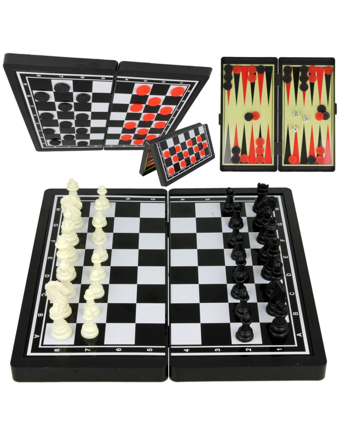 Malplay Magnetinių šaškių, šachmatų ir nardų rinkinys 3 in 1