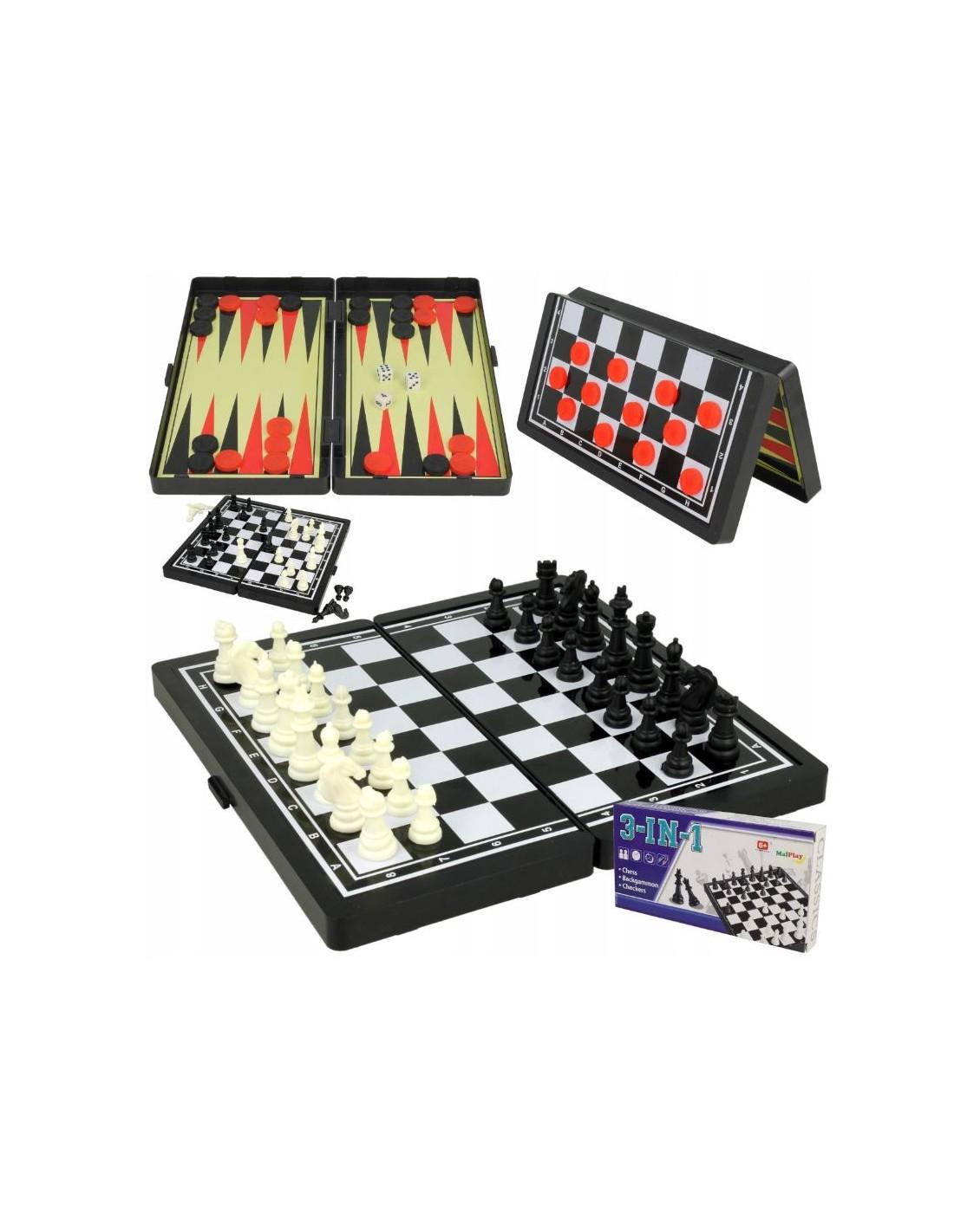 Malplay Magnetinių šaškių, šachmatų ir nardų rinkinys 3 in 1
