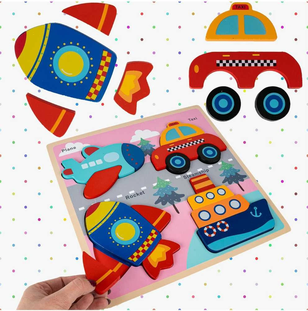 Malplay Medinė dėlionė Transporto priemonės 30 × 30 cm