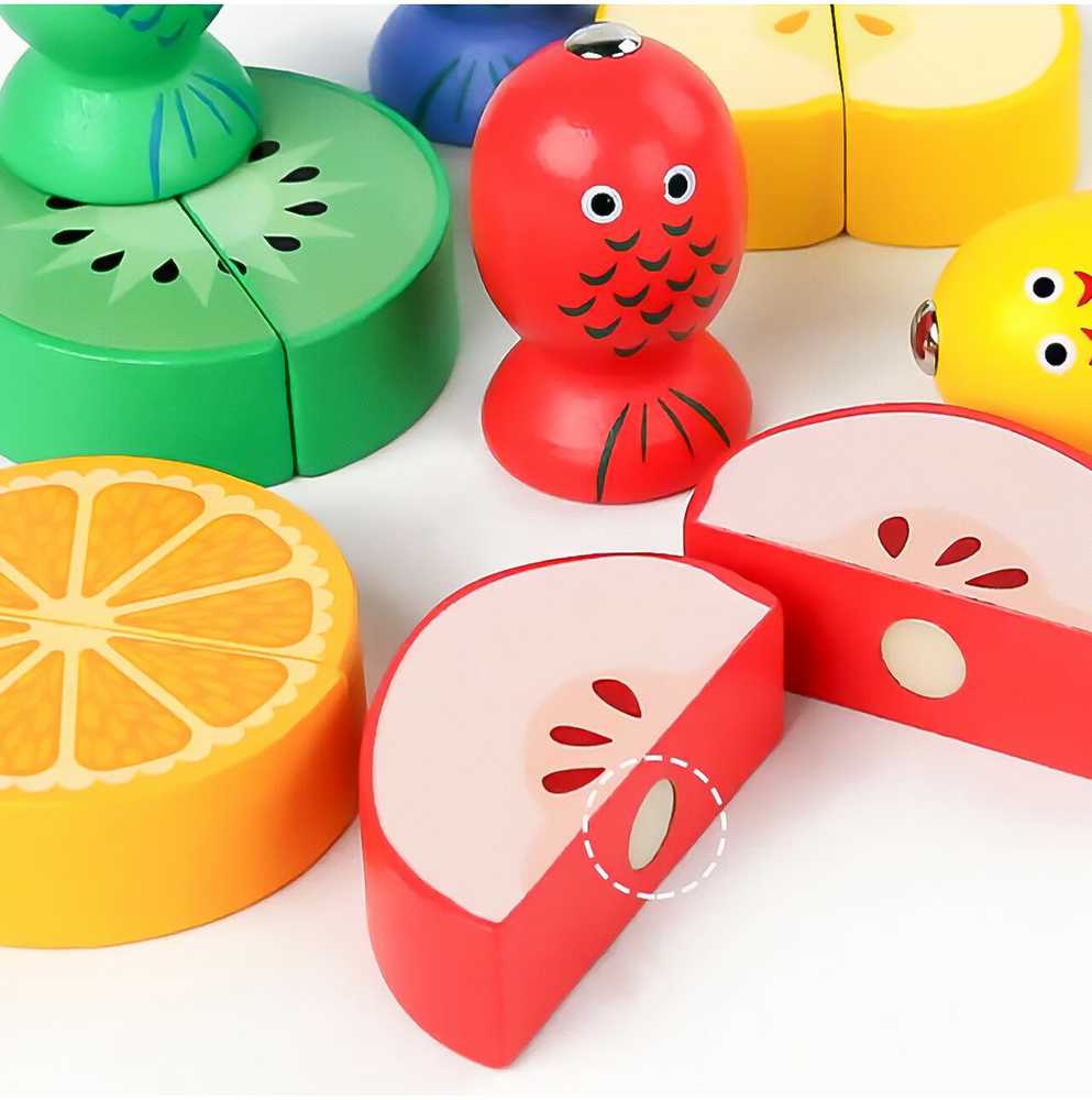 Malplay Lavinamoji Montessori medinė dėlionė su pjaustomais vaisiais