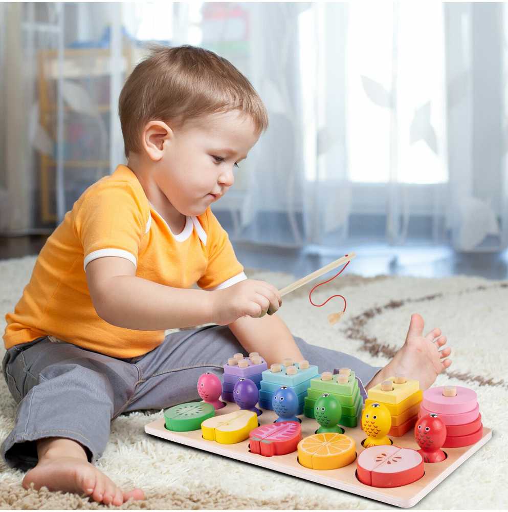 Malplay Lavinamoji Montessori medinė dėlionė su pjaustomais vaisiais