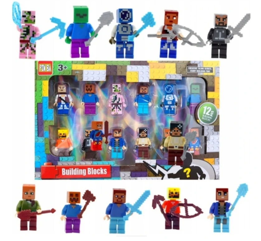 Malplay Minecraft tipo figūrėlių rinkinys 12 vnt.
