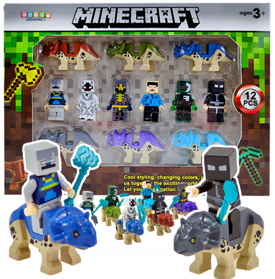 Malplay Minecraft tipo figūrėlių rinkinys 12 vnt. su dinozaurais