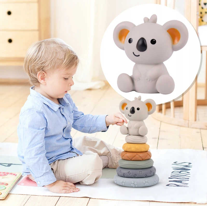 Malplay Montessori sensorinės kaladėlės - piramidė Koala, 13 vnt
