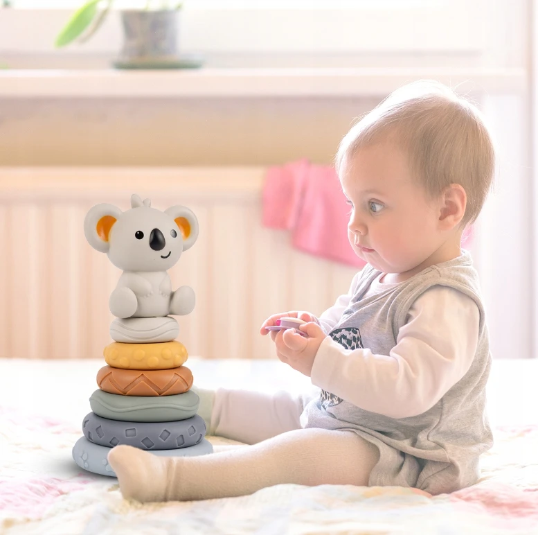 Malplay Montessori sensorinės kaladėlės - piramidė Koala, 13 vnt