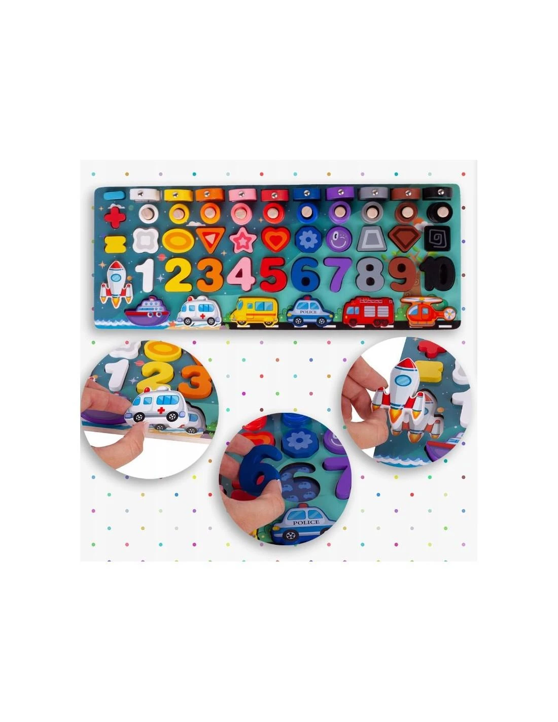 Malplay Montessori medinė dėlionė, mokanti skaičiuoti 6in1