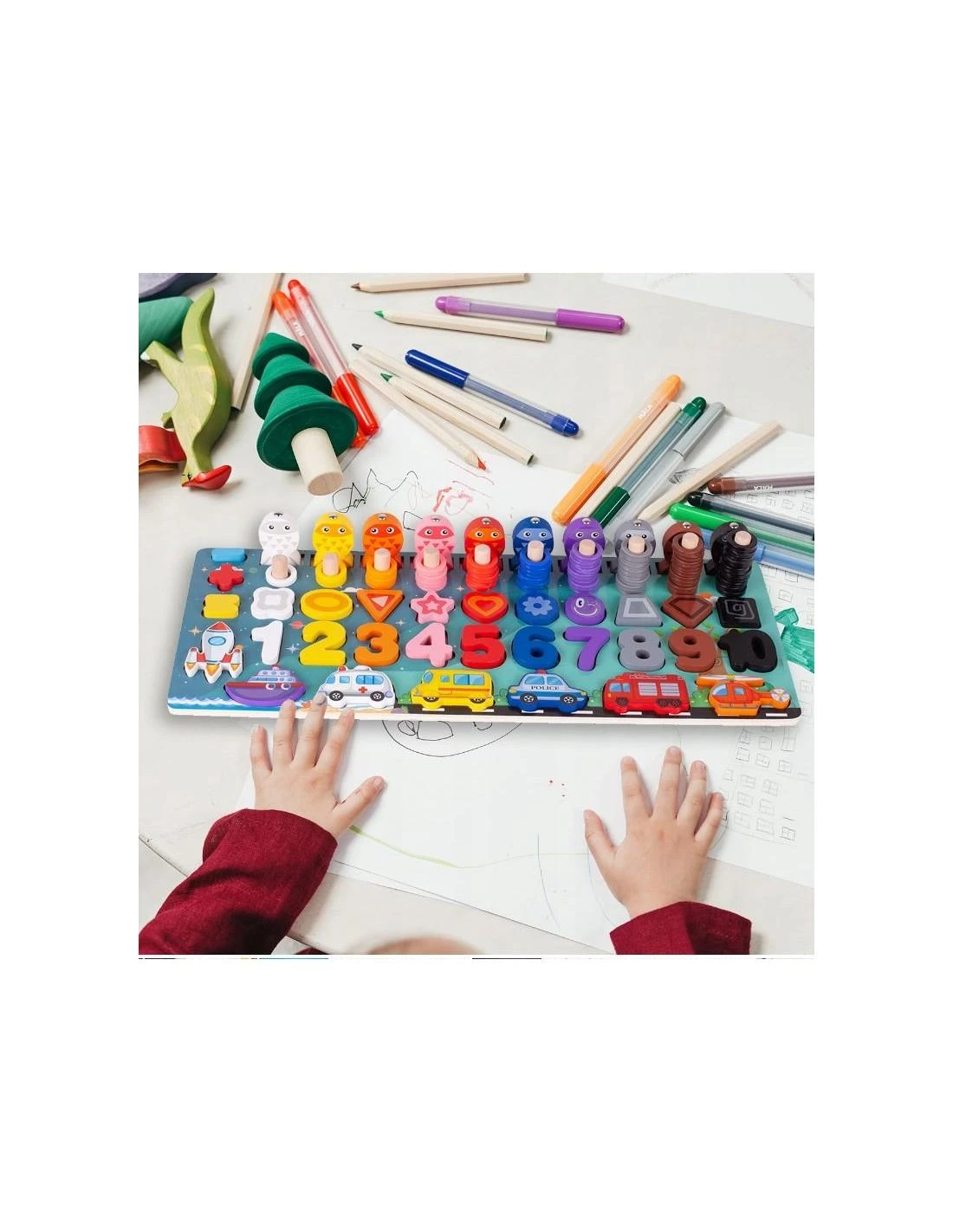 Malplay Montessori medinė dėlionė, mokanti skaičiuoti 6in1
